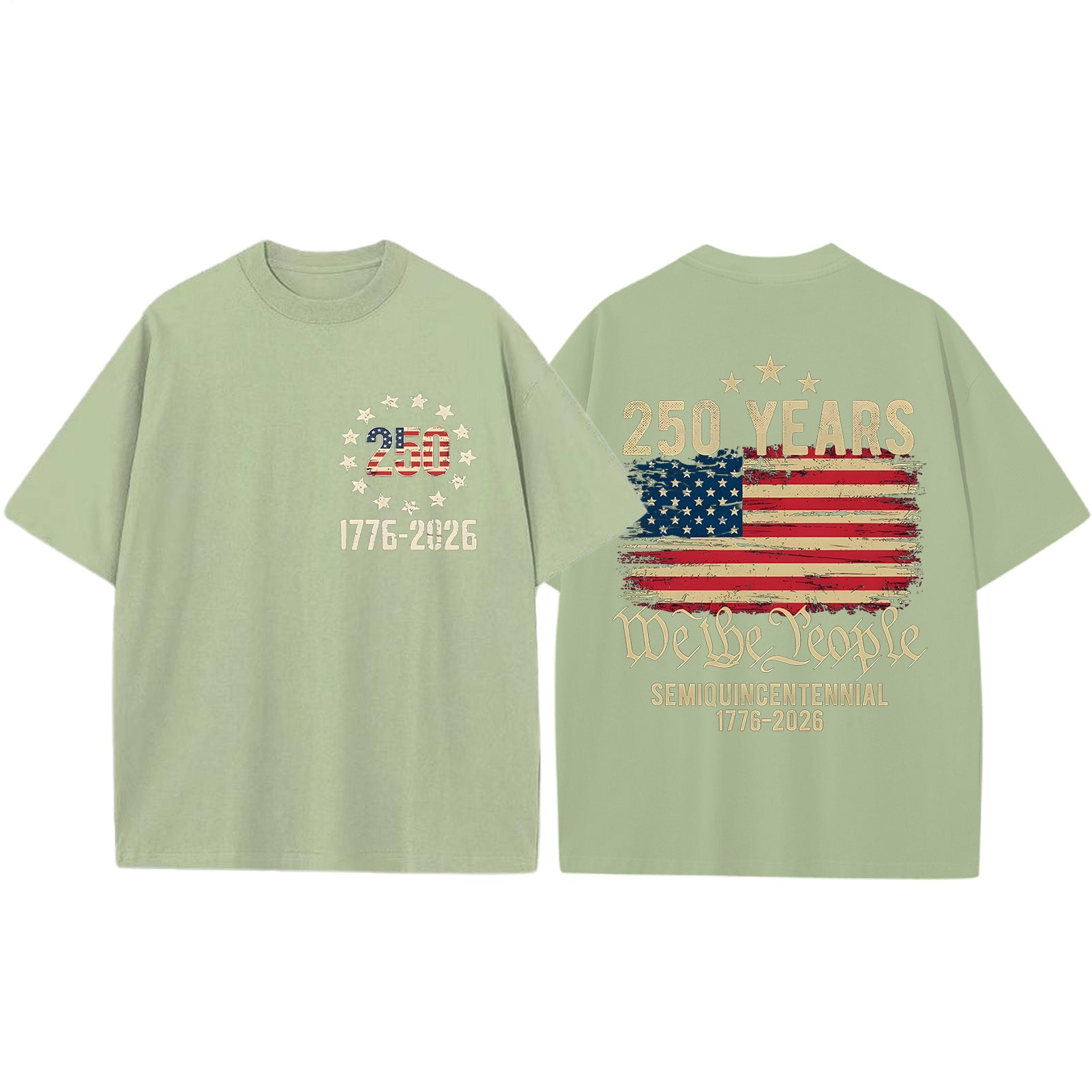 Men casual American flag print short sleeve graphic tee lifestyle front view for Independence Day