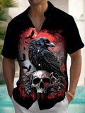 Crow Skull Men's Pocket Short Sleeve Shirts