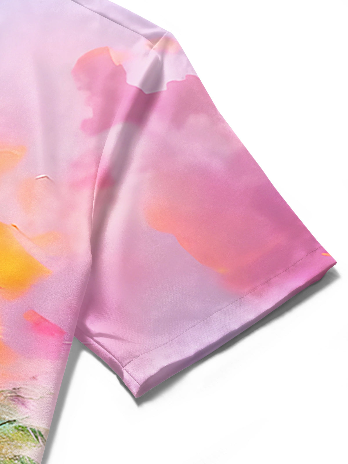 Hawaiian Oil Painting Coconut Tree Men's Pocket Short Sleeve Shirts