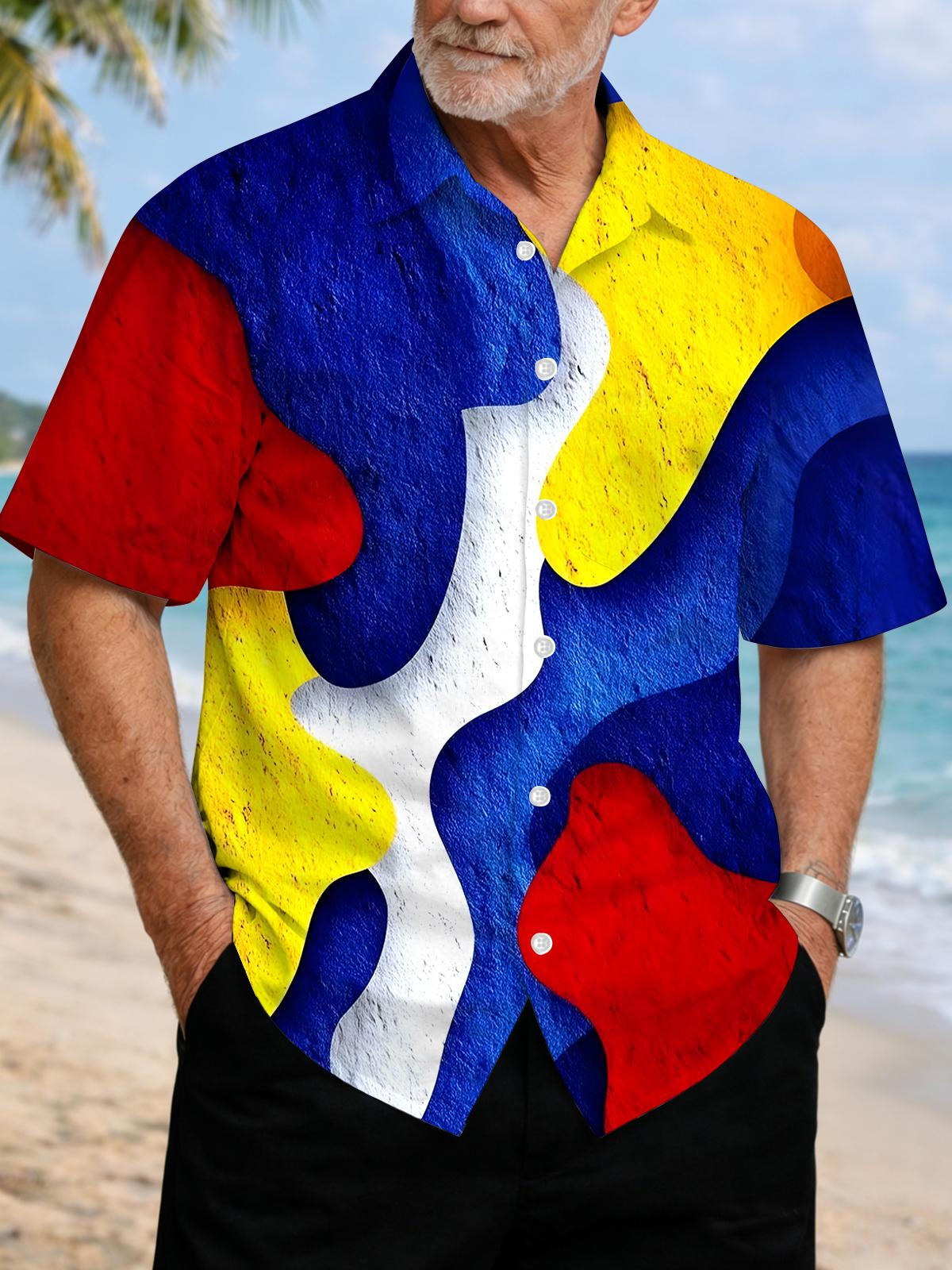Men's basic pocket short sleeve shirt front view