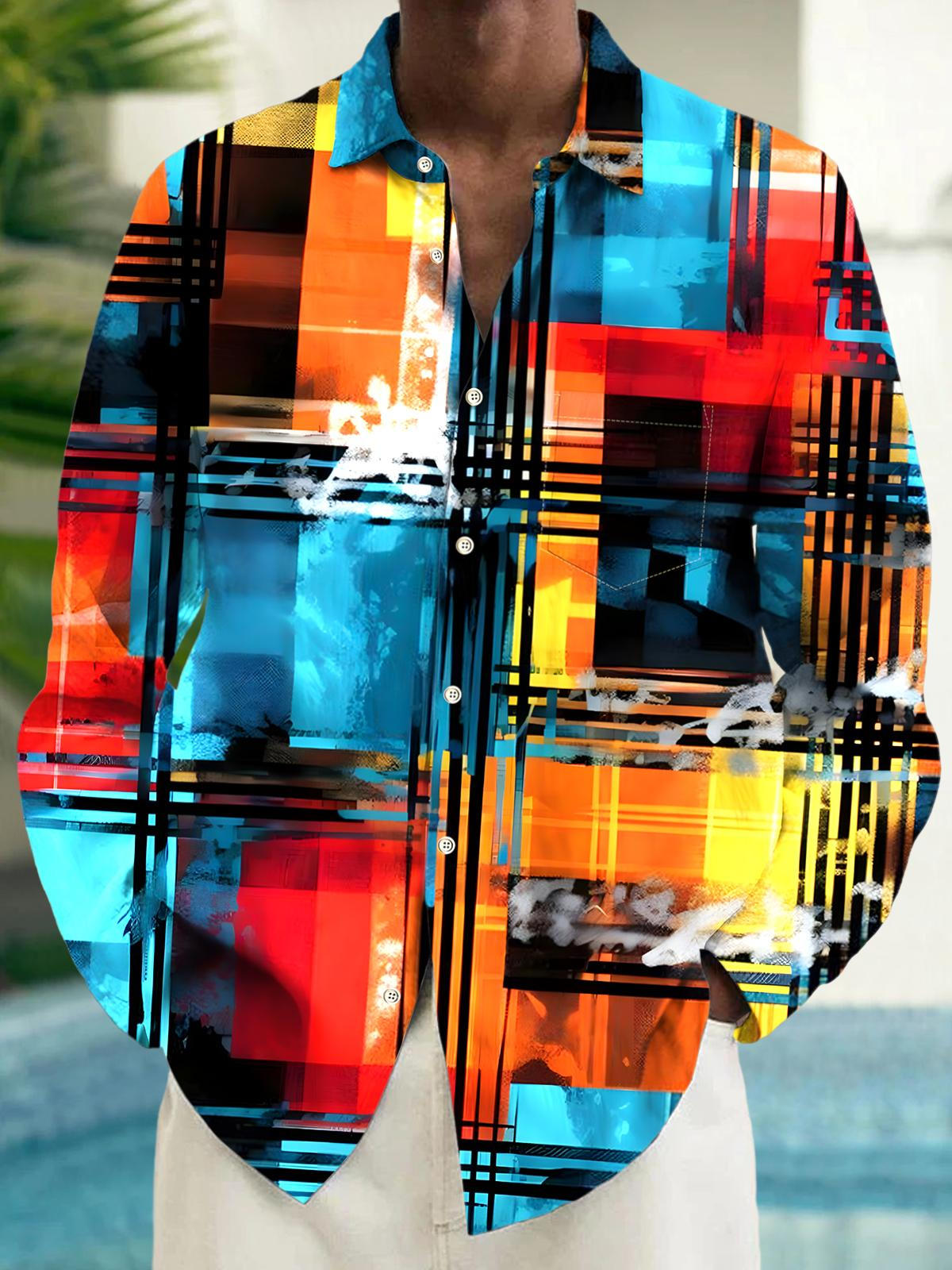 Geometry Men's Pocket Long Sleeve Shirts