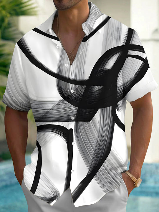 men abstract print short sleeve shirt front view