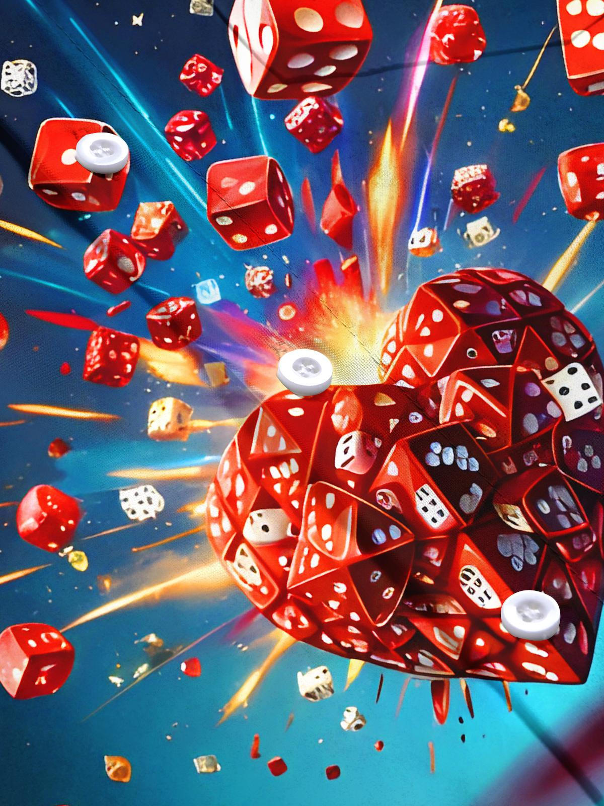 Fun Heart Dice Men's Pocket Short Sleeve Shirts