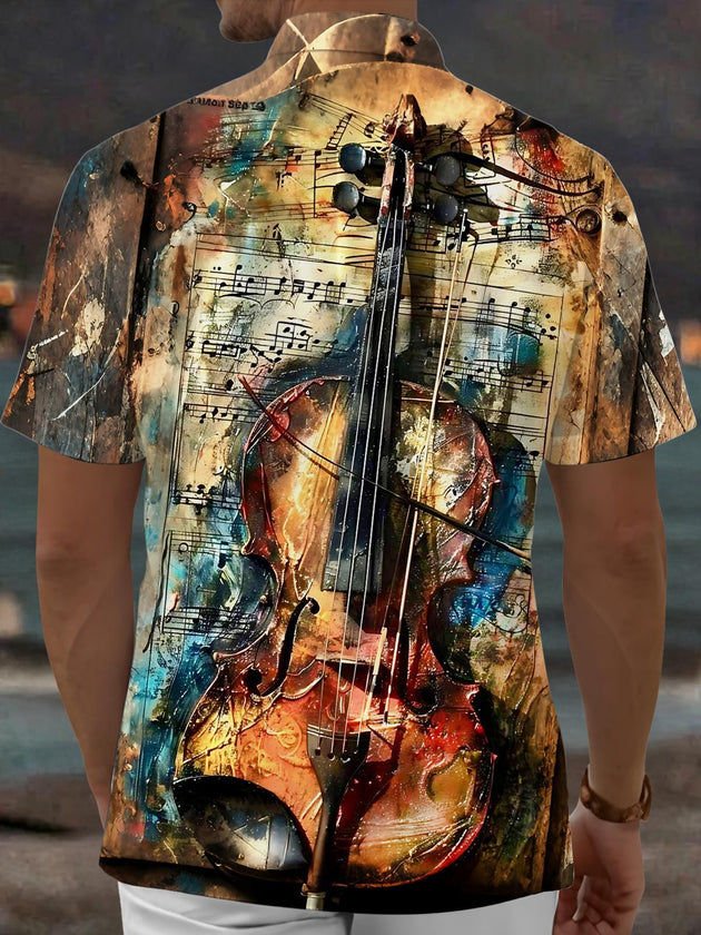 Vintage Violin Men's Pocket Short Sleeve Shirts