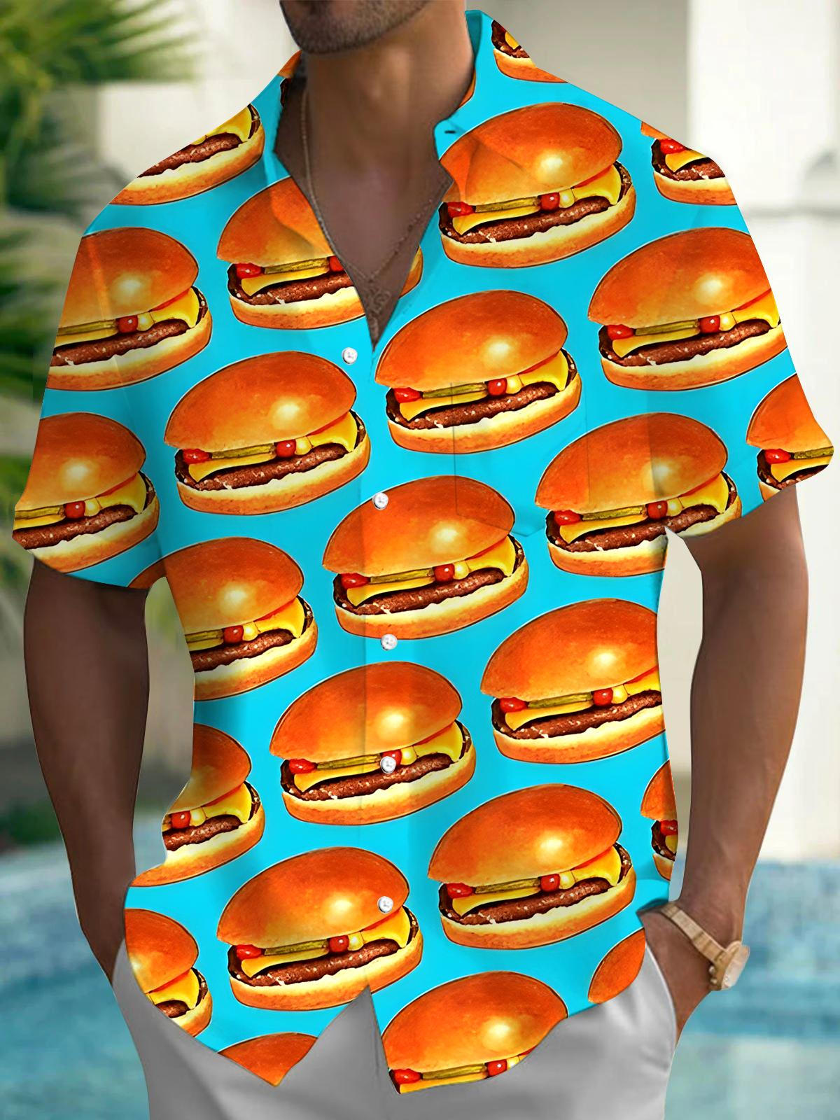 Hamburger Men's Pocket Short Sleeve Shirts