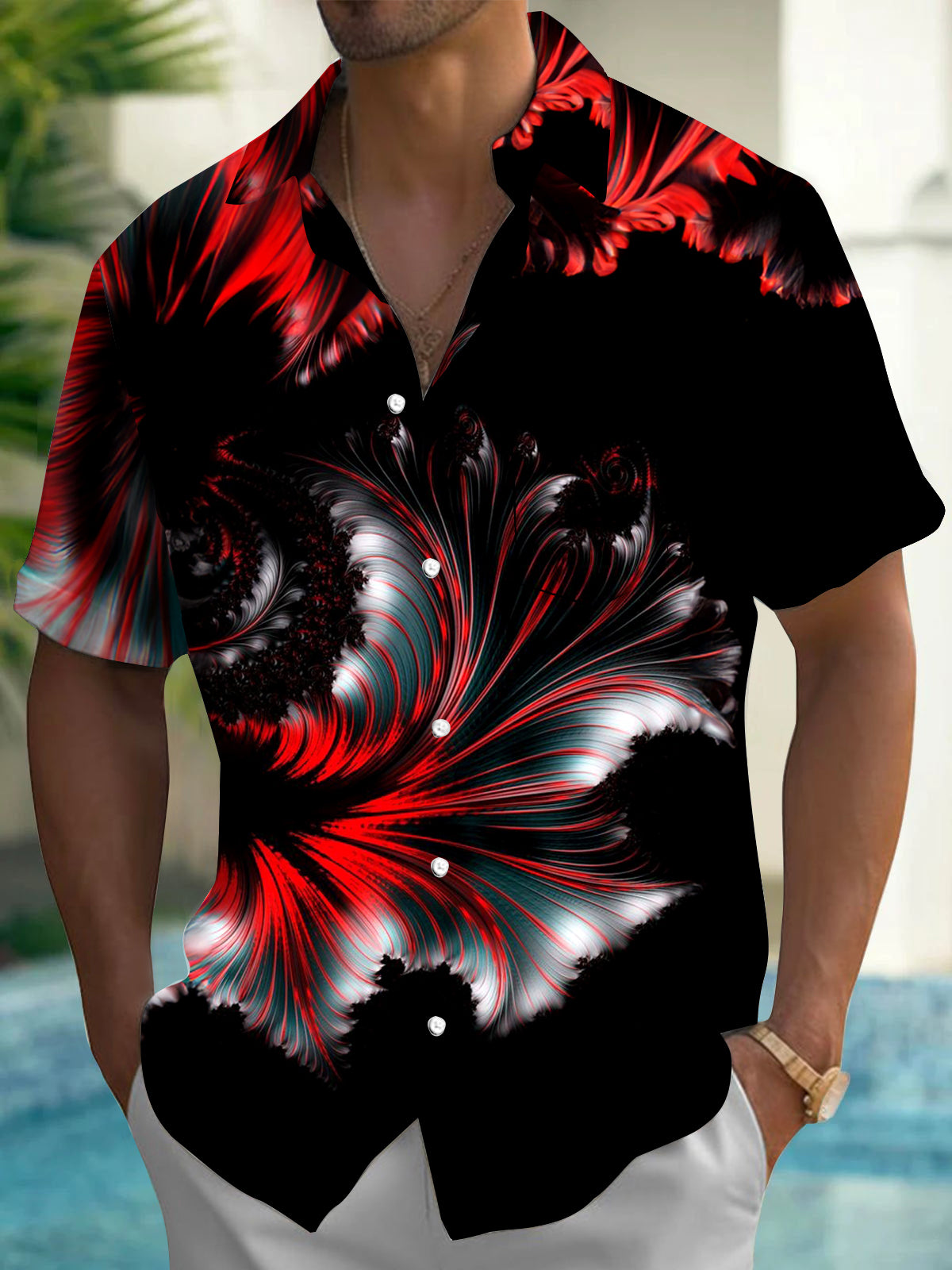 Abstract Men's Pocket Short Sleeve Shirts