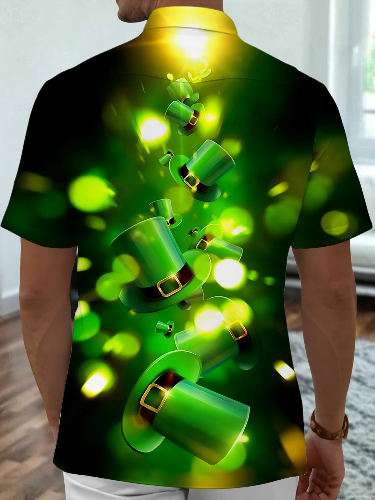 St. Patrick's Day Hat Men's Pocket Short Sleeve Shirts