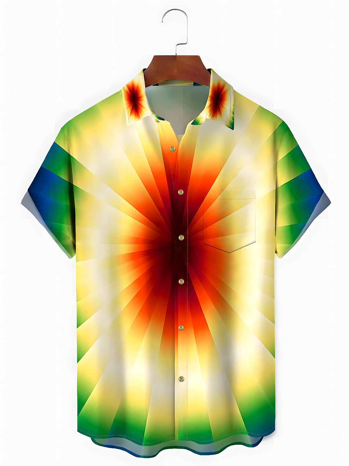 Tie Dye Men's Pocket Short Sleeve Shirts