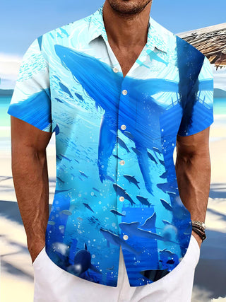 men's Hawaiian shirt front view tropical beach vacation