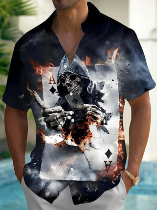 men's skeleton pattern shirt back view