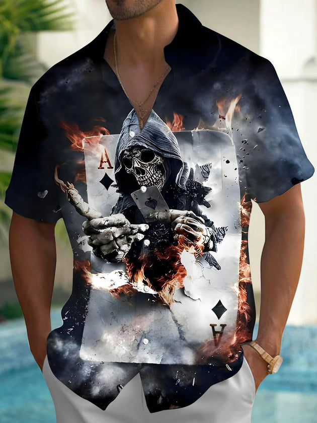 men's skeleton pattern shirt back view