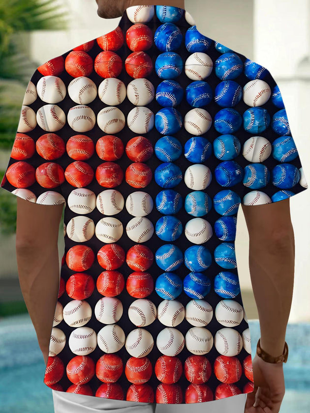 Men's American flag print short sleeve shirt back view