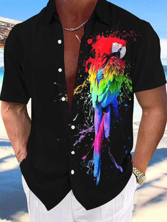 men's Hawaiian shirt front view tropical beach vacation