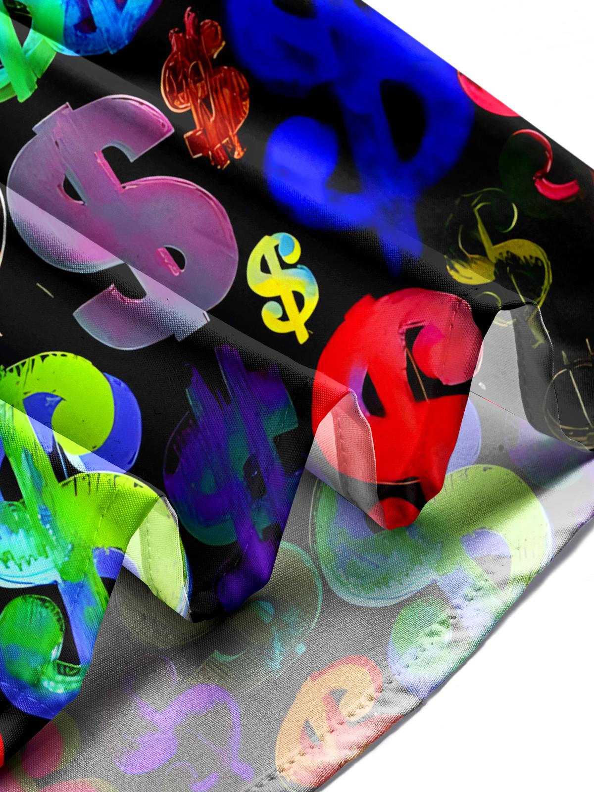 Dollar Sign Print Men's Pocket Short Sleeve Shirts