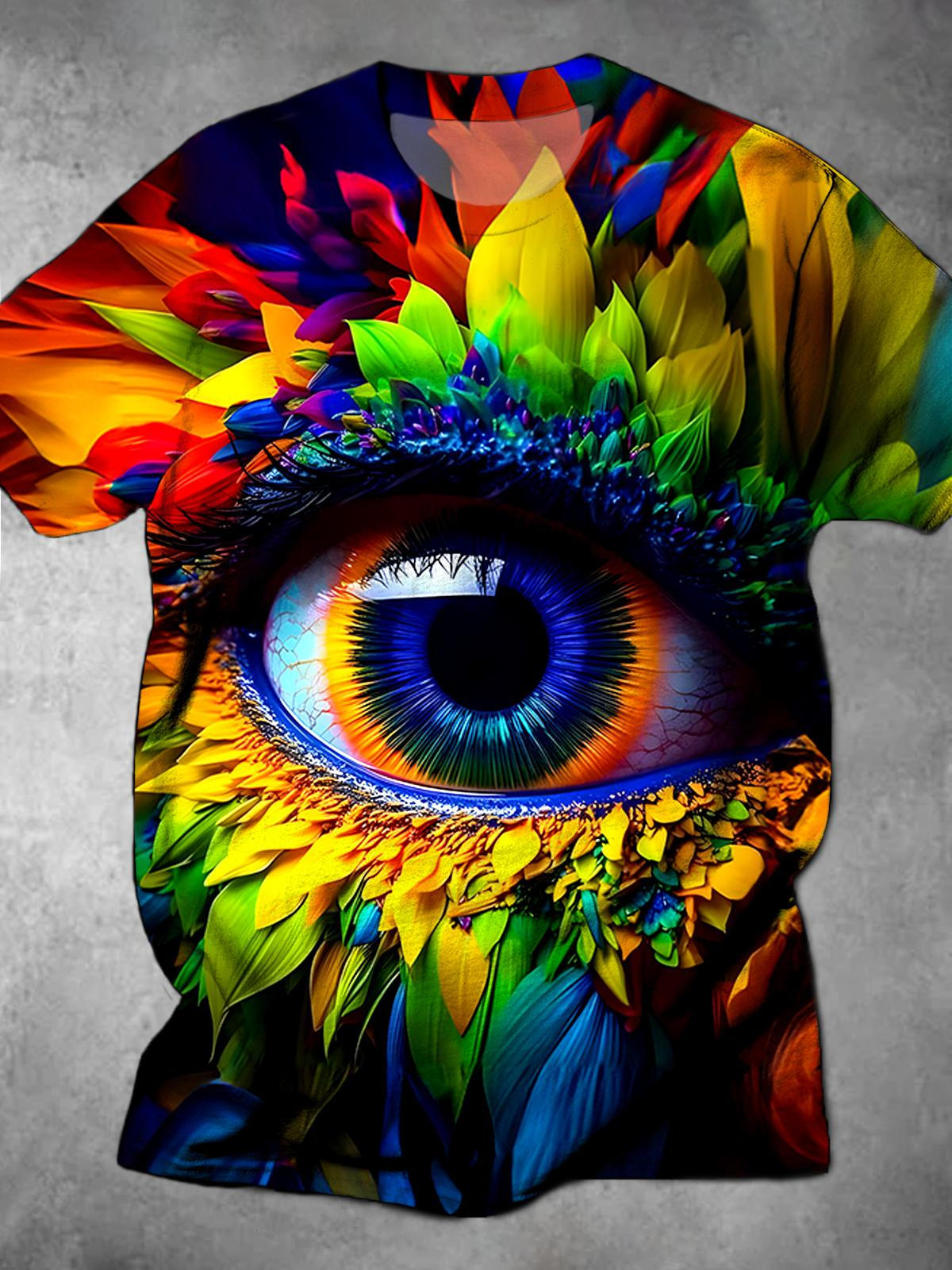 Eyes Round Neck Short Sleeve Men's T-shirt