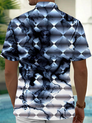 men's geometric print shirt back view