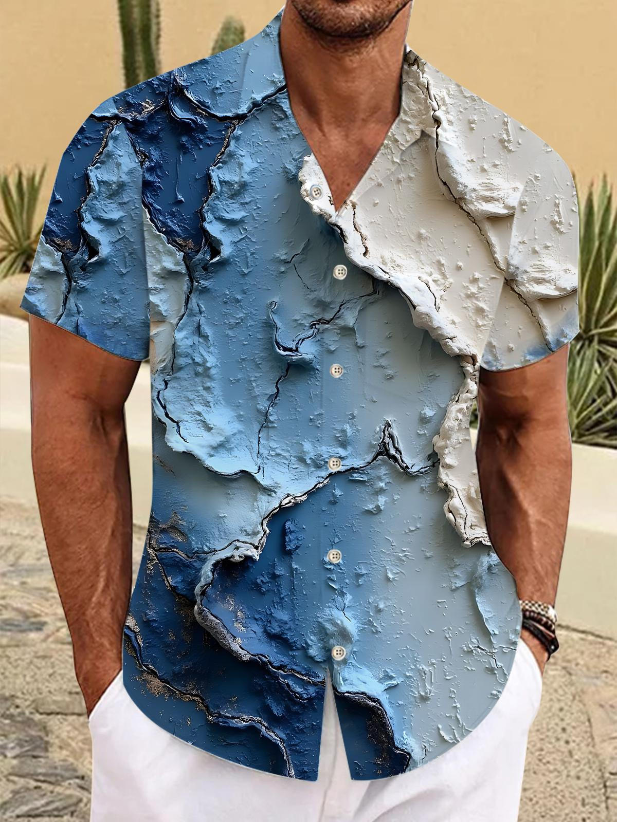 Abstract Art Print Men's Pocket Short Sleeve Shirts