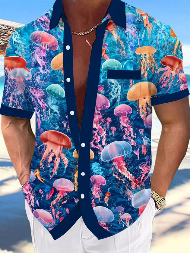 men's Hawaiian shirt front view tropical beach vacation