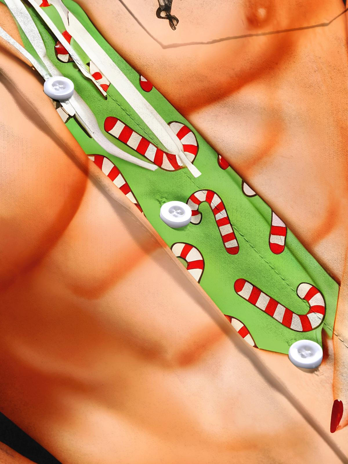 Fun Muscle Christmas Ties Xmas Men's Pocket Short Sleeve Shirts