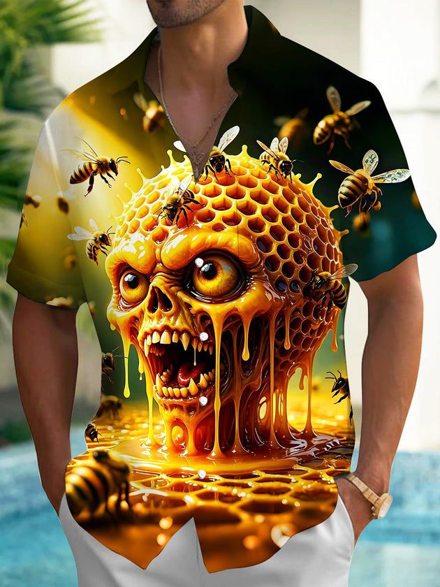 men's skull print shirt front view