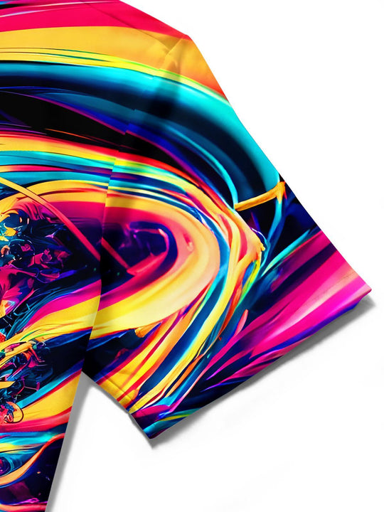 men's tie dye shirt close-up short sleeve