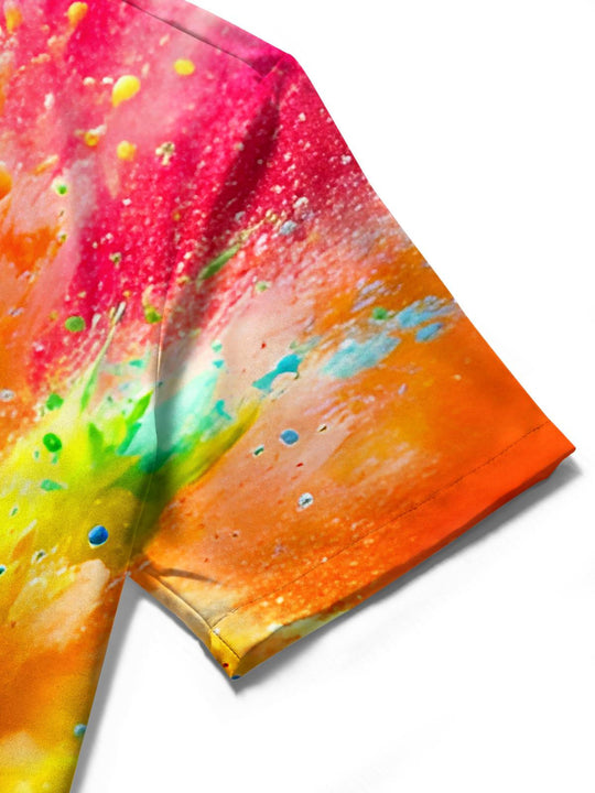 men's tie dye shirt close-up short sleeve