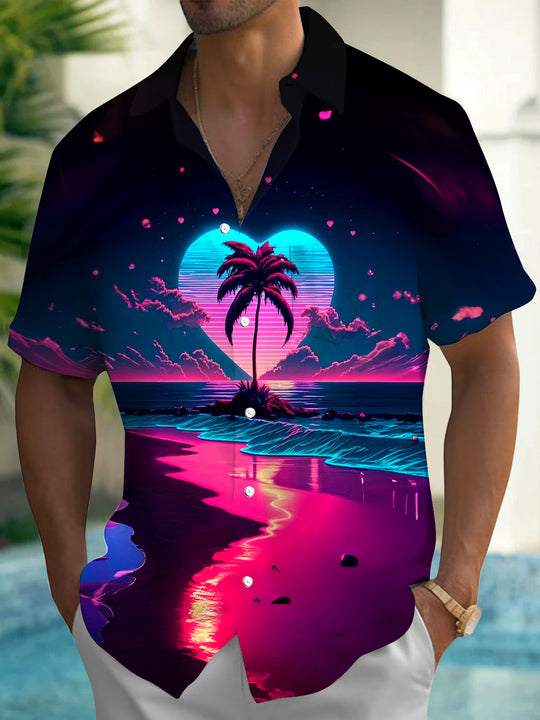 men's Hawaiian shirt front view beach vacation