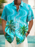 Coconut Tree Short Sleeve Men's Shirts With Pocket