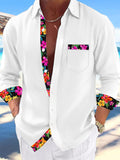 Floral Long Sleeve Men's Shirts With Pocket