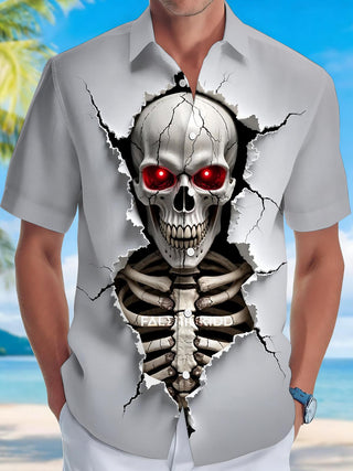 men's skull print shirt front view