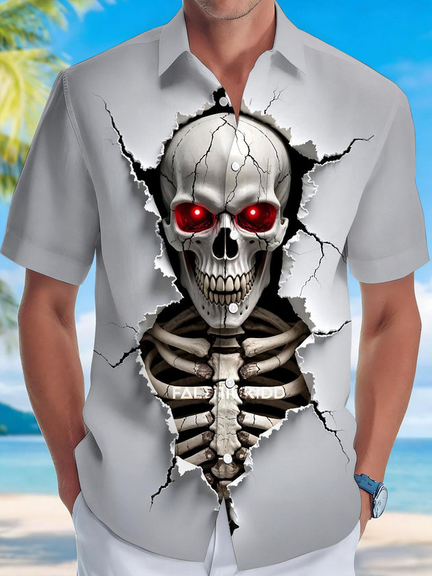 men's skull print shirt front view