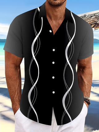 Men's abstract print short sleeve shirt front view
