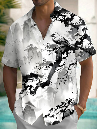men's art print shirt front view