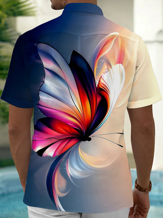 Men's butterfly print short sleeve shirt back view