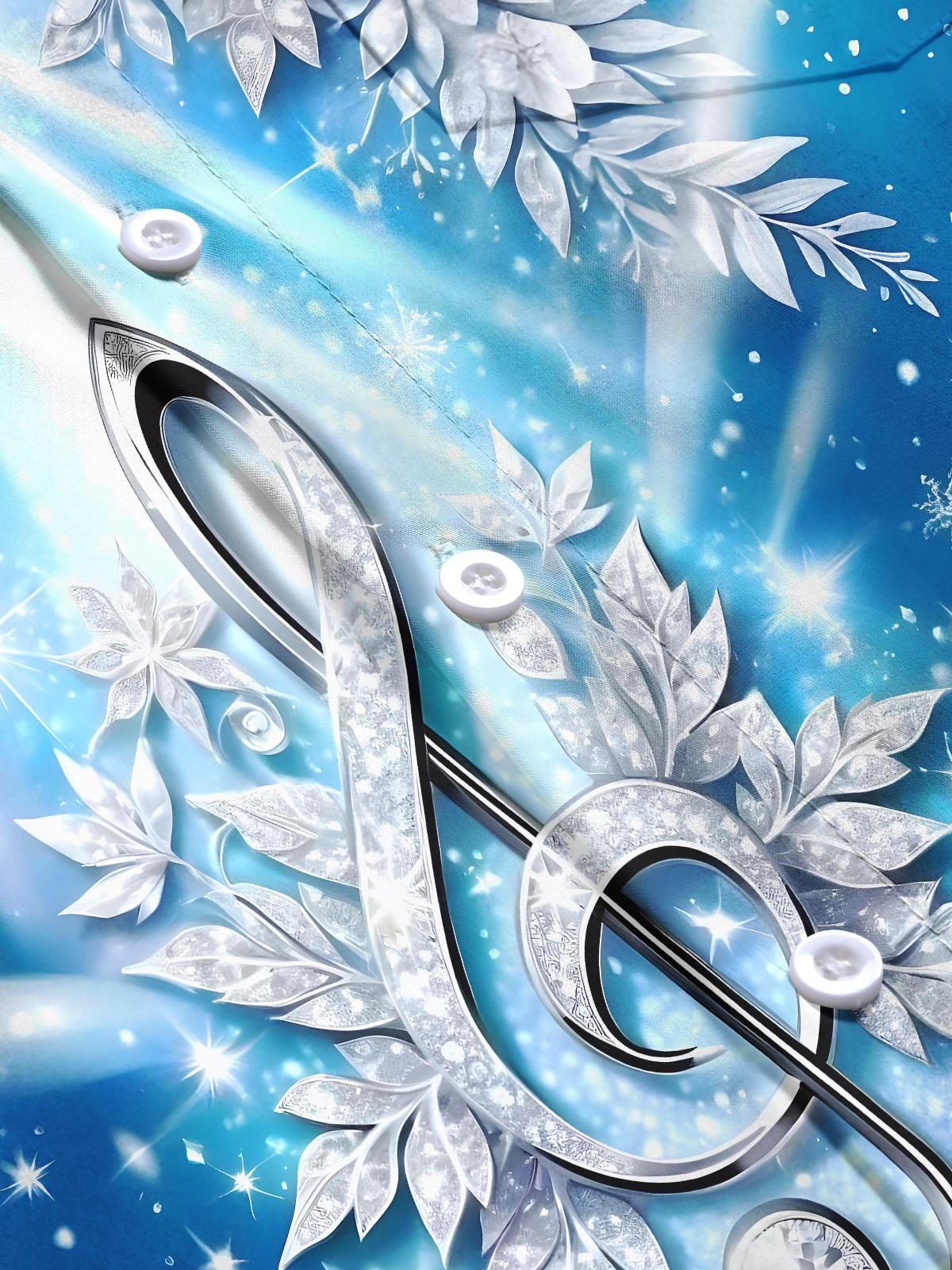 Musical Note Snowflake Floral Men's Pocket Long Sleeve Shirts