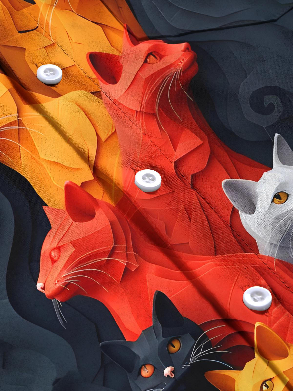 Cat Men's Pocket Short Sleeve Shirts