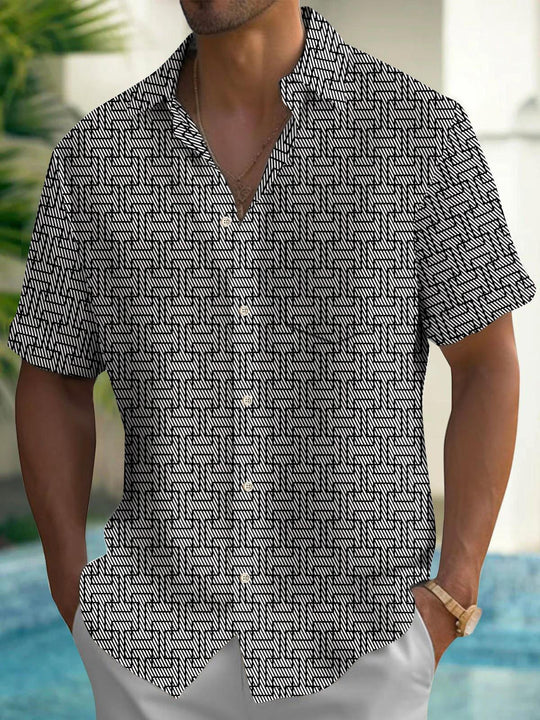Men's Geometry Short Sleeve Shirt Front View