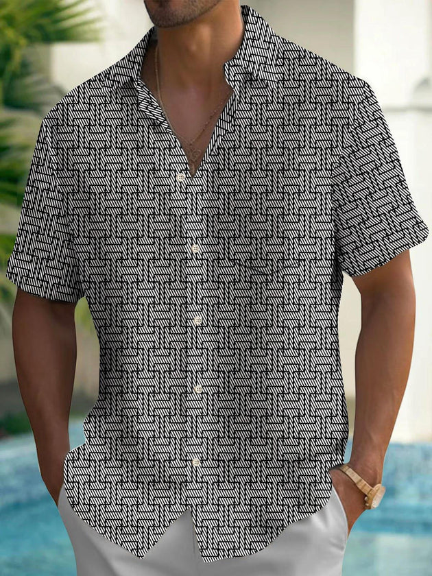 Men's Geometry Short Sleeve Shirt Front View