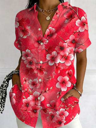 Floral Print Women's Short Sleeve Shirts