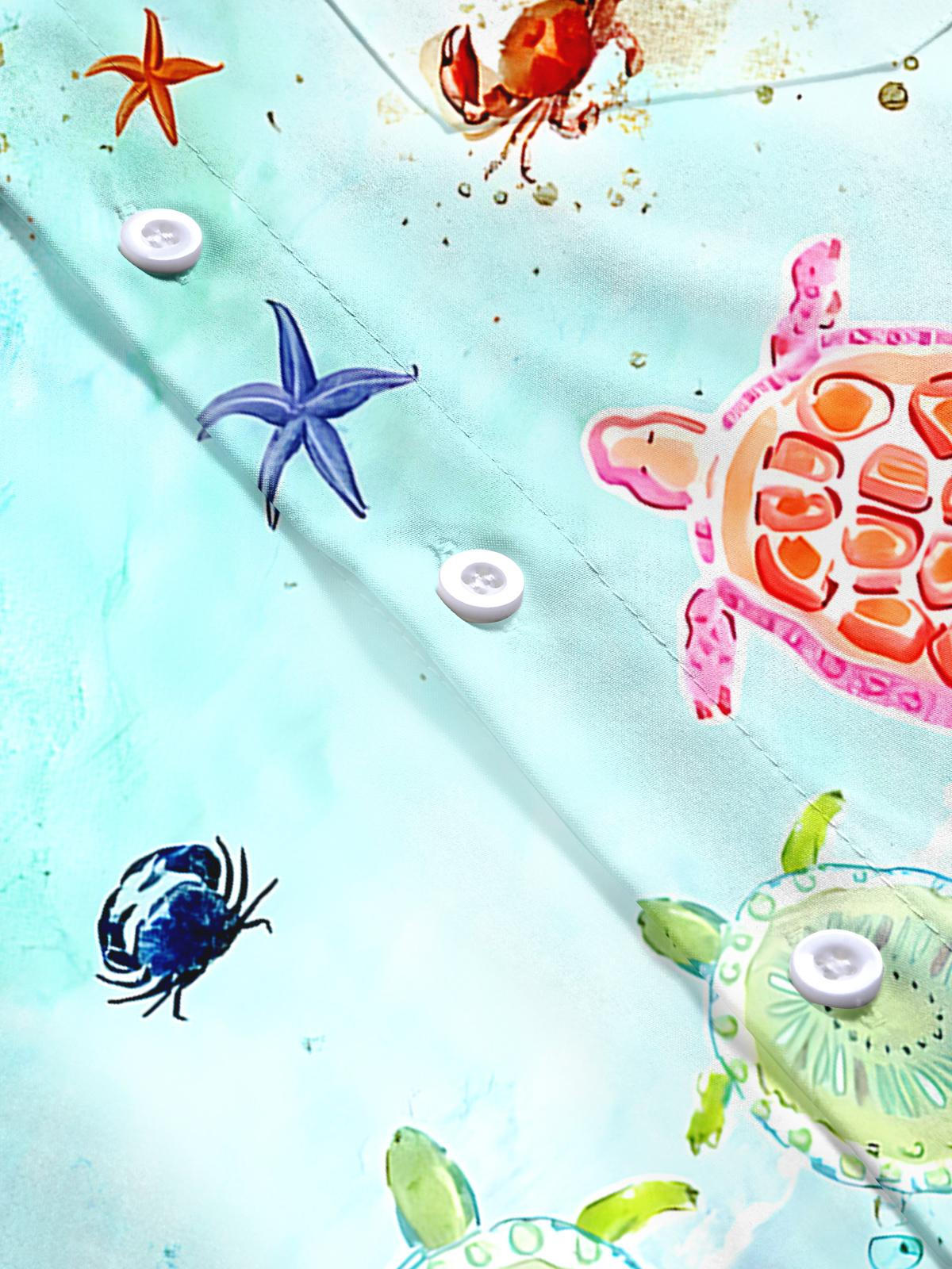 Hawaiian Turtle Men's Pocket Short Sleeve Shirts