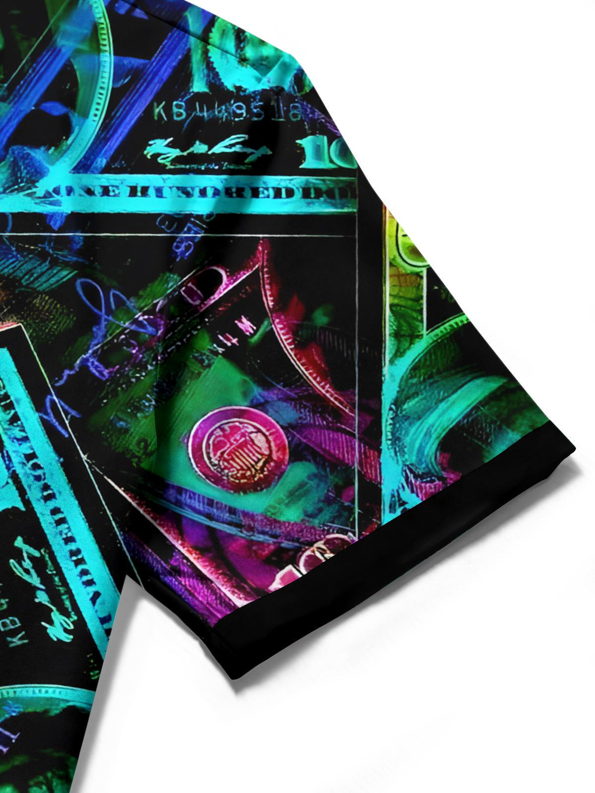 Dollar Print Men's Pocket Short Sleeve Shirts