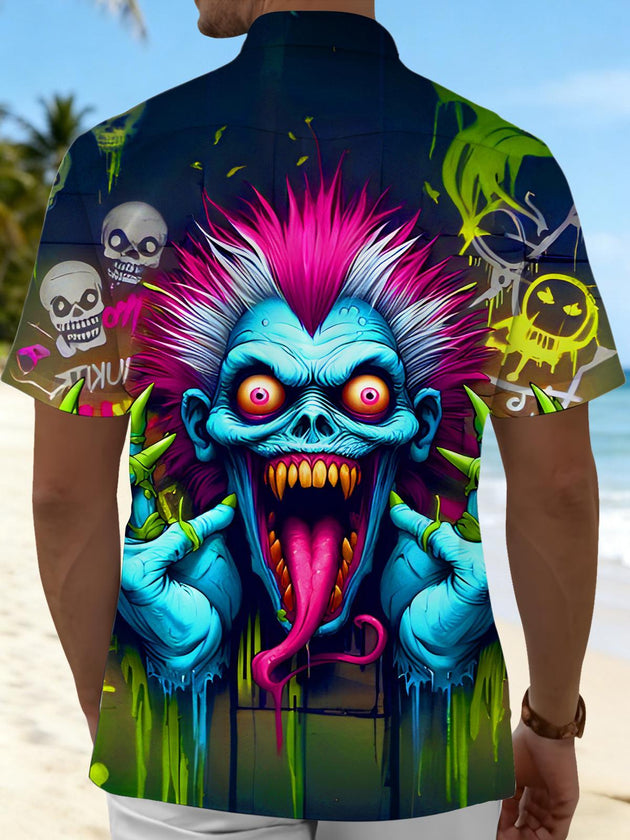 men's bright color print shirt back view