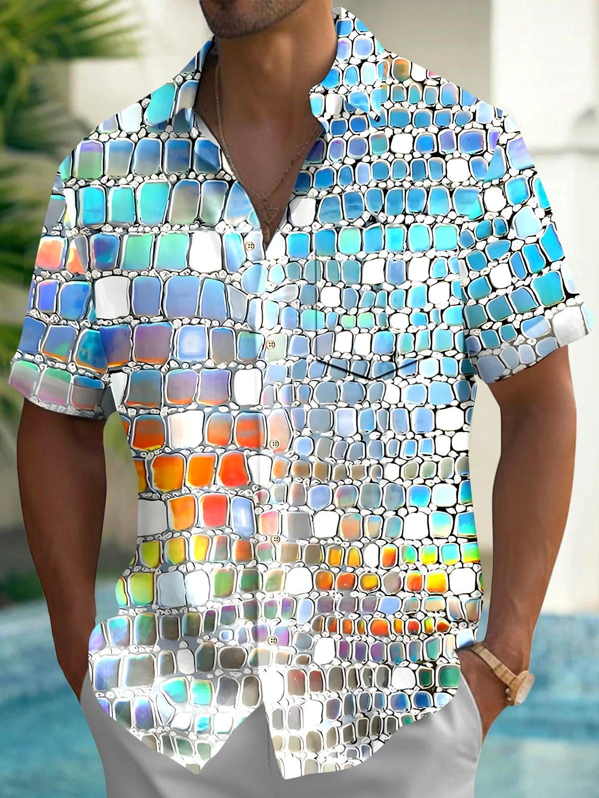 Geometry Men's Pocket Short Sleeve Shirts