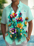 Floral Men's Pocket Short Sleeve Shirts