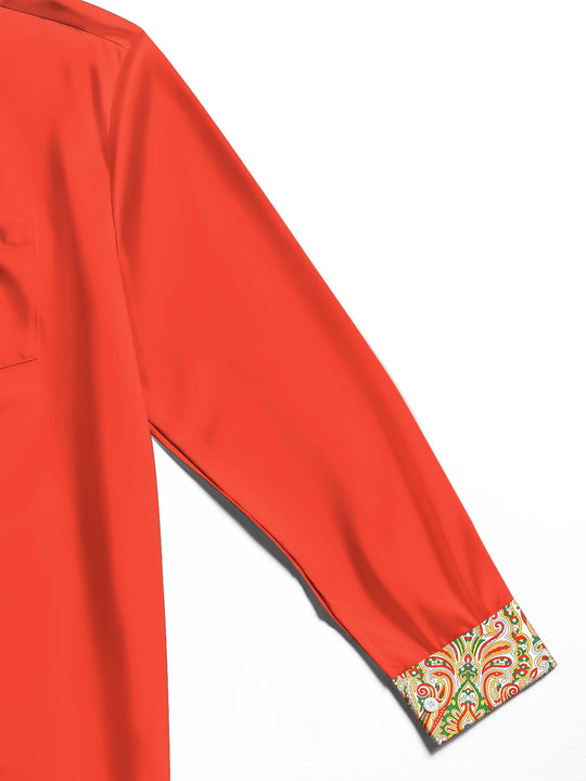 Men's close-up textured floral pocket long sleeve shirt