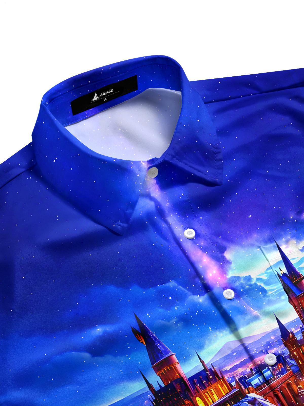 Christmas Night Street Men's Pocket Long Sleeve Shirts