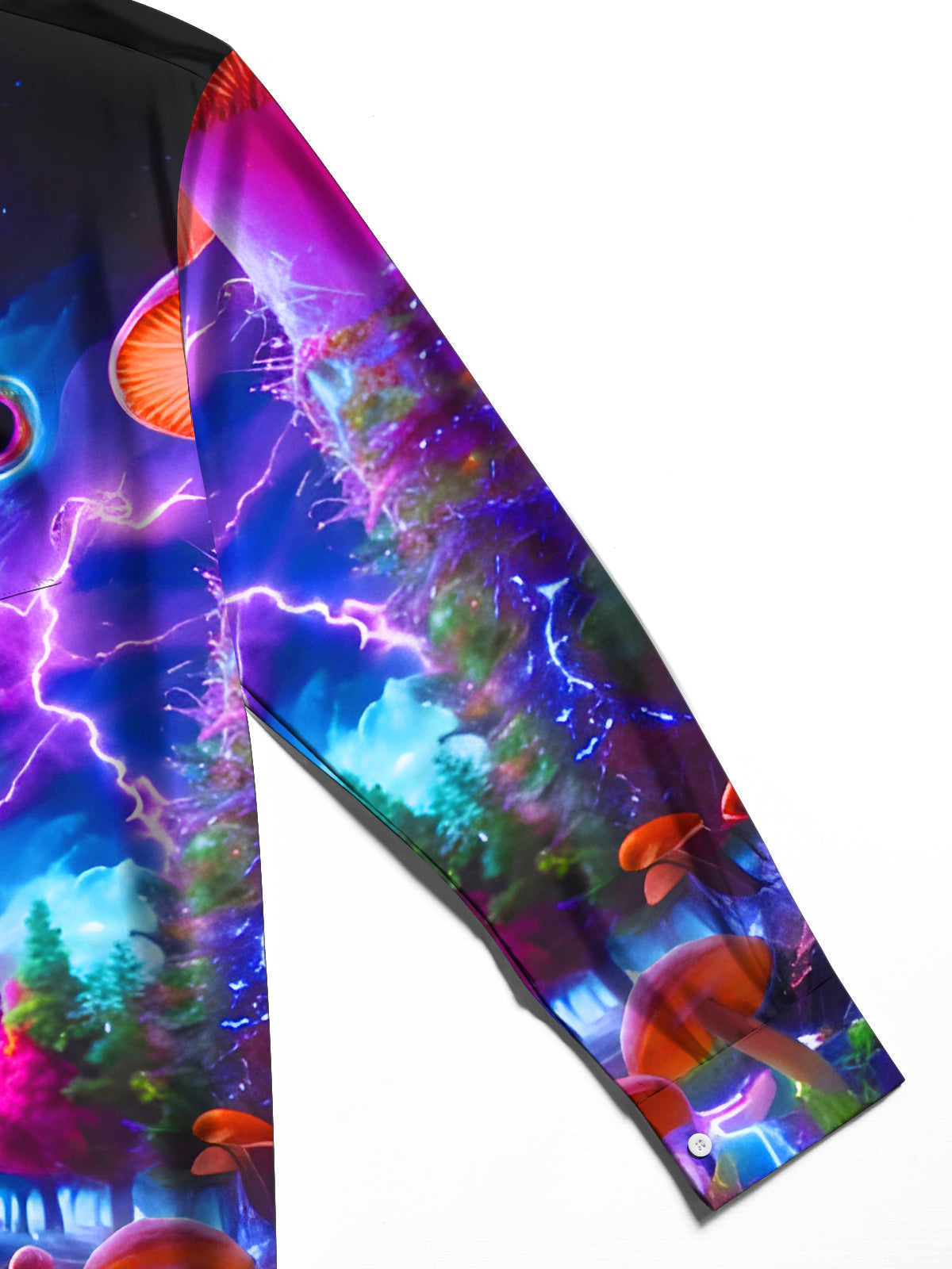 Psychedelic Mushroom Old Man Lightning Men's Pocket Long Sleeve Shirts