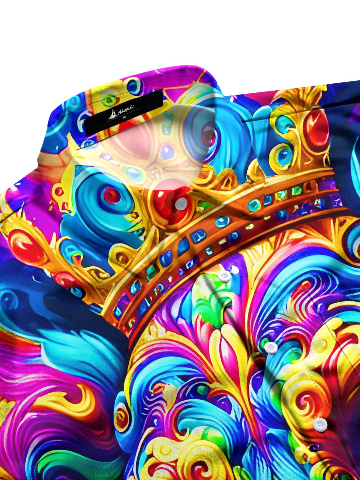 Funny Colorful Skull Swirl Halloween Men's Pocket Short Sleeve Shirts