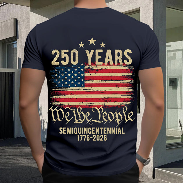 Men casual short sleeve American flag print graphic t-shirt lifestyle view for Independence Day view 32