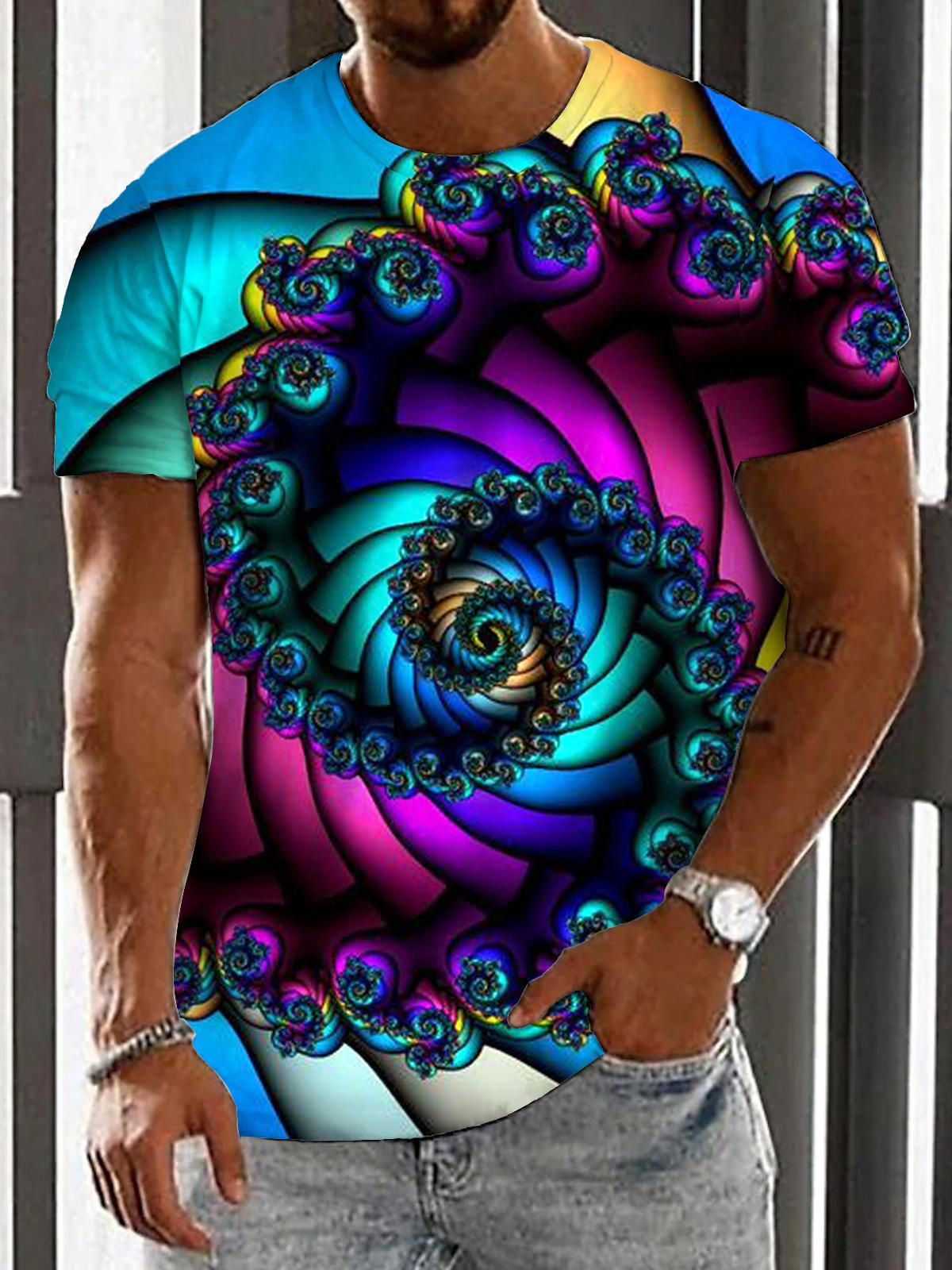 Abstract Gradient Round Neck Short Sleeve Men's T-shirt